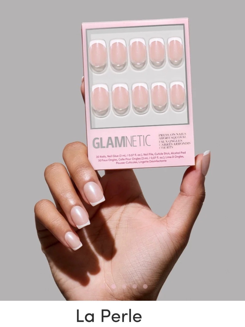 Glamnetic La Perle Press-On Nails in Pink and White